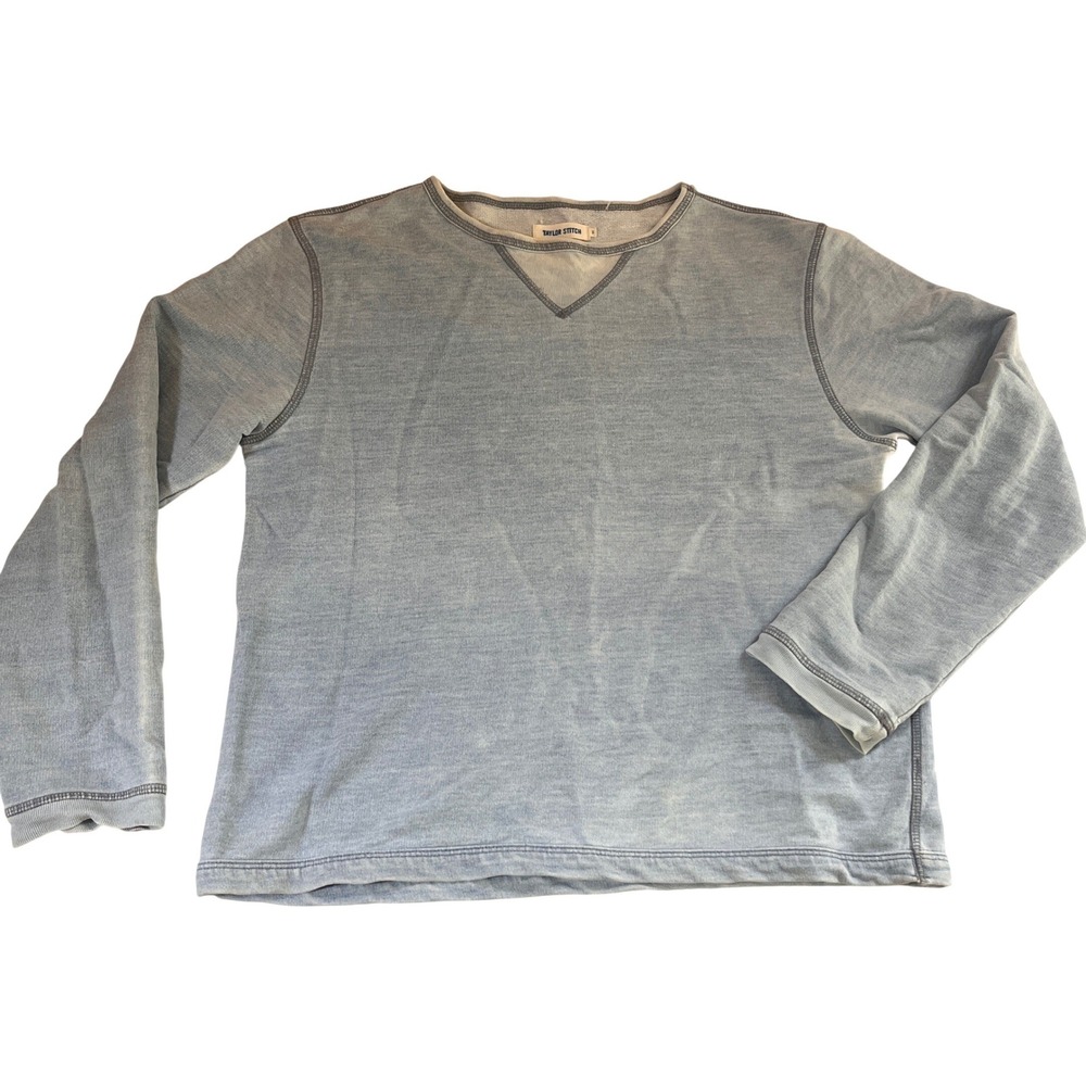 Taylor Stitch Mens Small Light Blue V-Stitch French Terry Crewneck Sweatshirt